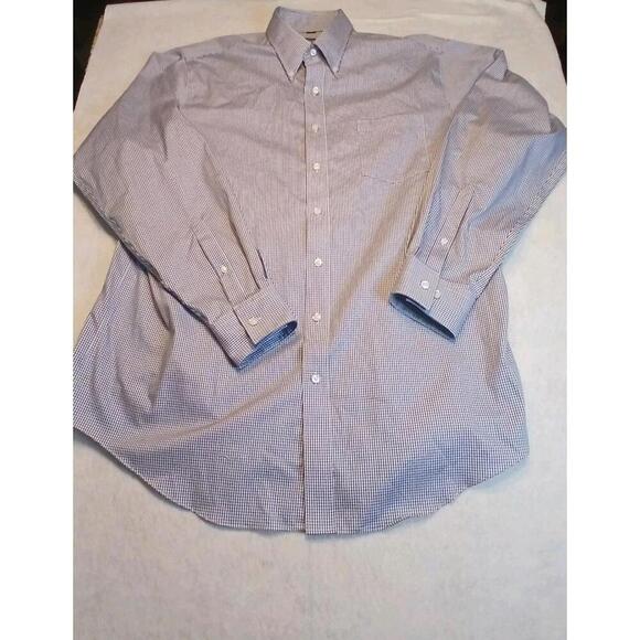 Kenneth Cole Dress Shirt Men's Size XL 17-17.5 White Checker Corpcore - Picture 1 of 9
